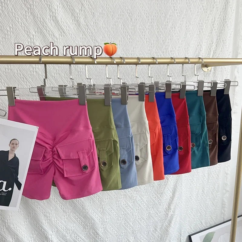 Nude High Waist Peach Butt Sport With Pocket Yoga Shorts Leggings Quick Drying Gym Training  Cycling Outdoor sports Shorts - Matrix Studios