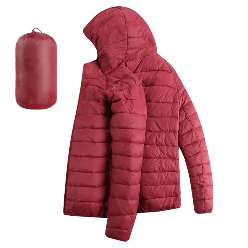 Men Hiking Down Cotton Jacket Hooded Lightweight Parkas Zip Pocket Fashion Outerwear Casual Padded Jacket and Coat Men Winter - Matrix Studios