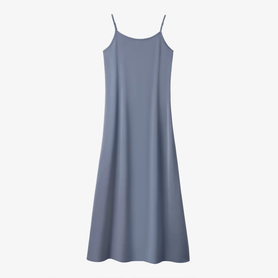 AS SS26 Luxe elegance slip satin dress + knitted top woman clothing set adjustable maxi floor length - Matrix-studios.com