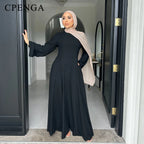 2025 Summer Arabic Muslim Women Modest Dress Eid Dubai Plain Abaya Islam Party Outfit Elegant Holiday Dresses Turkey Kaftan Robe - Matrix-studios.com