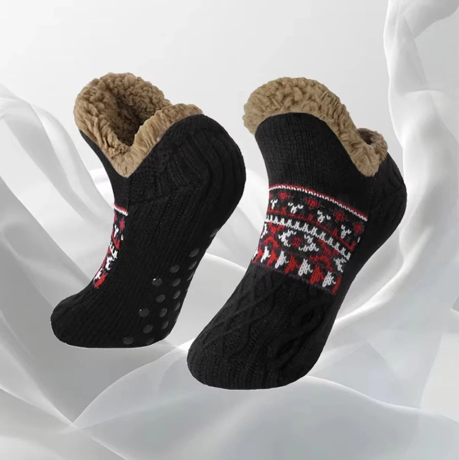 6/5/4/3/2/1Women's Warm Solid Color Floor Socks Non Slip Plush Knitted Coral Fleece Socks No Show Socks - Matrix Studios