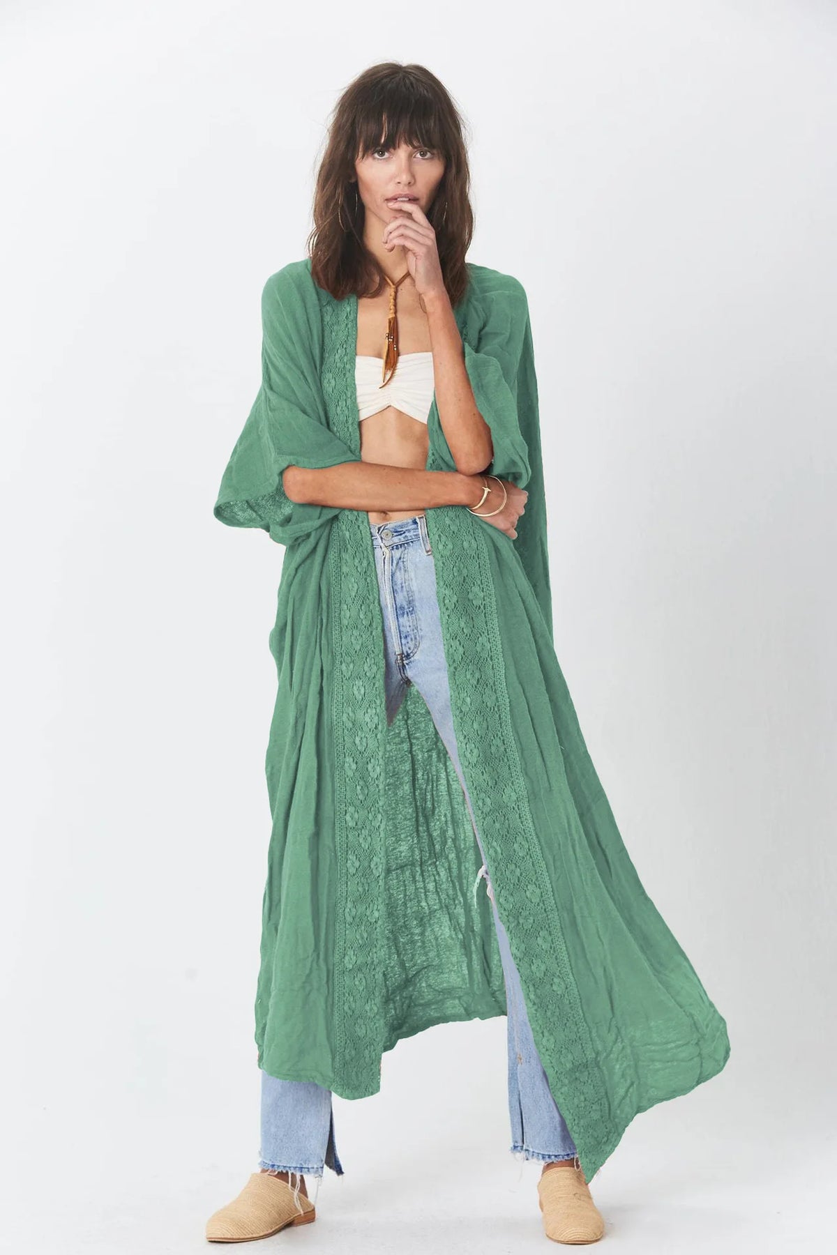 WeHello-Women's Beach Cover Up Bamboo Fabric Collar Cardigan, Sun Protection, Loose and Comfortable Shirt, Holiday - Matrix Studios