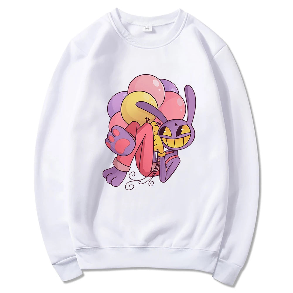 Digital Circus Jax Hoodie Fashion Women Aesthetic Graphic Kawaii Rabbit Hug Balloons Hoodies Unisex Cartoon Pullover Sweatshirts - Matrix Studios