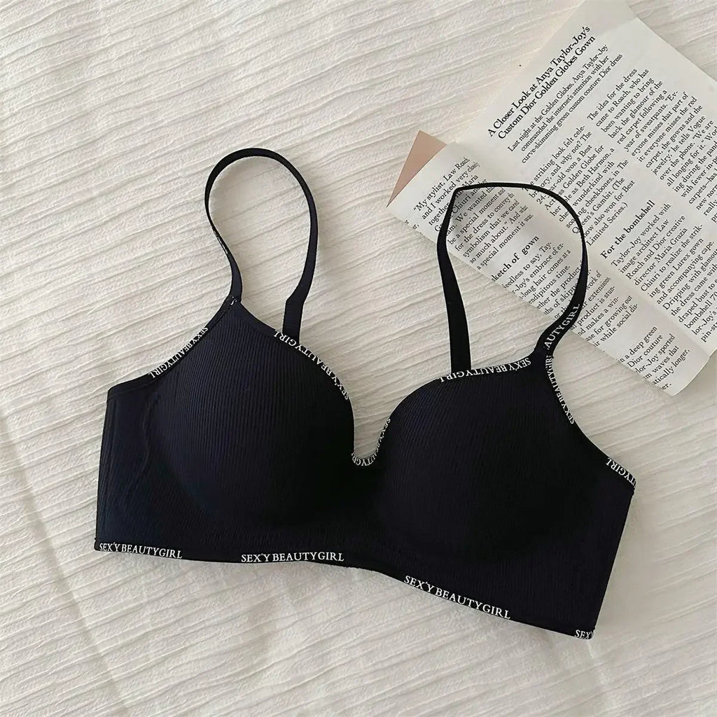 Wireless Push Up Bra for Small Chest - Seamless Anti-Sagging Invisible Bralette, Enhance Lift Comfort No Trace (Letter Design) - Matrix Studios