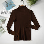 2026 Simple Women Turtleneck Sweater Winter Fashion Pullover Elastic Knit Ladies Jumper Casual Solid Black Female Basic Tops - Matrix Studios