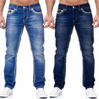 Straight Jeans Men Washed no hole Jean Spring Summer Boyfriend Jeans Streetwear Loose Cacual Designer Long Denim Pants Trousers - Matrix Studios