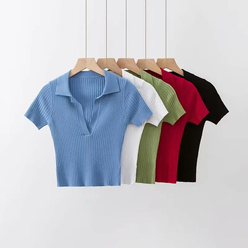 Summer ladies polo shirt women shorts short sleeve white solid cropped polo shirts mujer streetwear - Matrix-studios.com