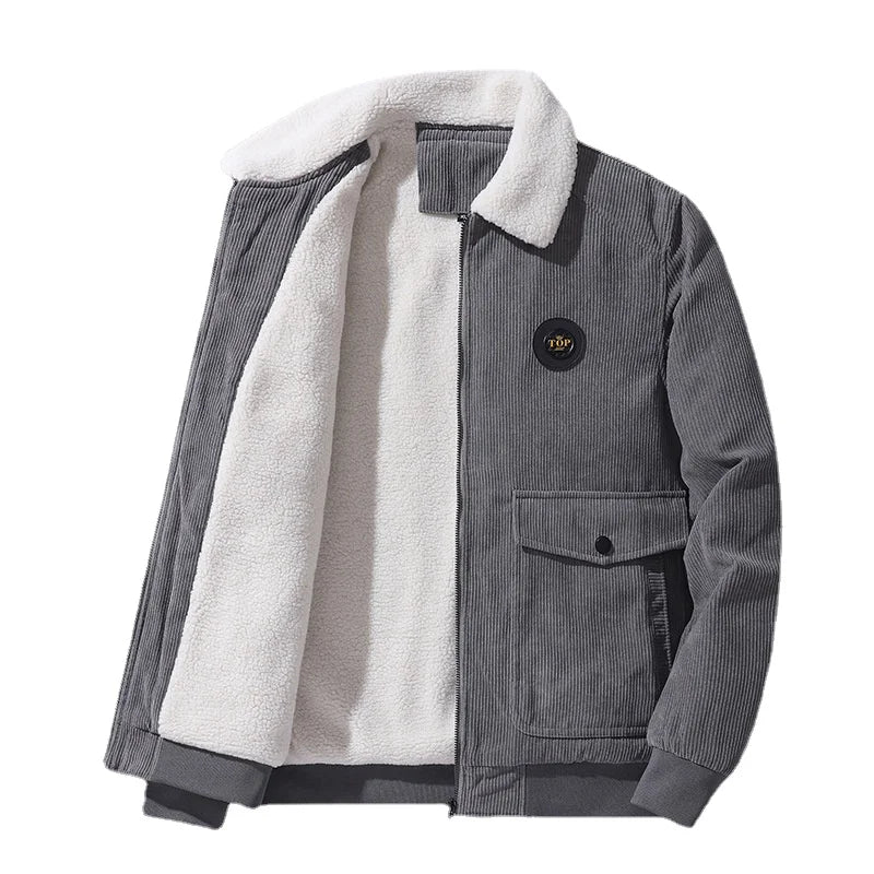 Men Corduroy Winter Coats Fleece Down Jackets Casual Jaquetas New Fashion Male Thicker Warm Parkas Short Winer Jackets Size 5XL - Matrix Studios