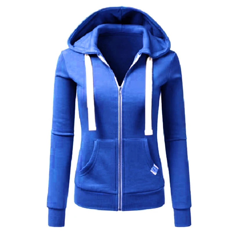 Autumn/Winter New Women'sPersonalized Fashion Sports Hoodie Long Sleeve Drawstring Pocket Zipper Coat Woolen Sweater Top CYXX386 - Matrix Studios