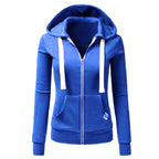 Autumn/Winter New Women'sPersonalized Fashion Sports Hoodie Long Sleeve Drawstring Pocket Zipper Coat Woolen Sweater Top CYXX386 - Matrix Studios