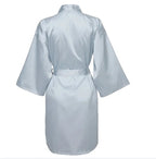 Solid Satin Night Robe, Elegant Half Sleeve V Neck House Robe With Belt, Women's Sleepwear - Matrix-studios.com