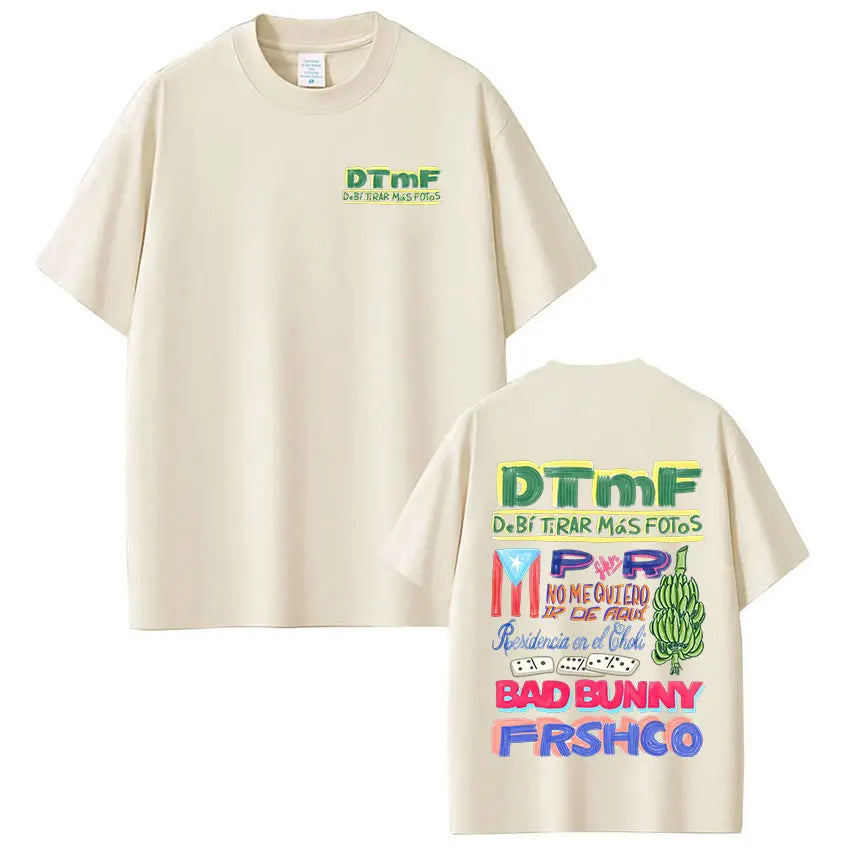 Rapper Bad Bunny T-shirt Debi Tirar Mas Fotos DTMF World Tour T Shirts Men's Women Fashion Vintage Hip Hop T-shirts Streetwear - Matrix Studios