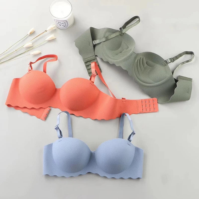 Thin One-piece Seamless Women's Bra Detachable Shoulder Straps Gathered Bralette Comfortable Without Steel Ring Sleep Brassiere - Matrix Studios