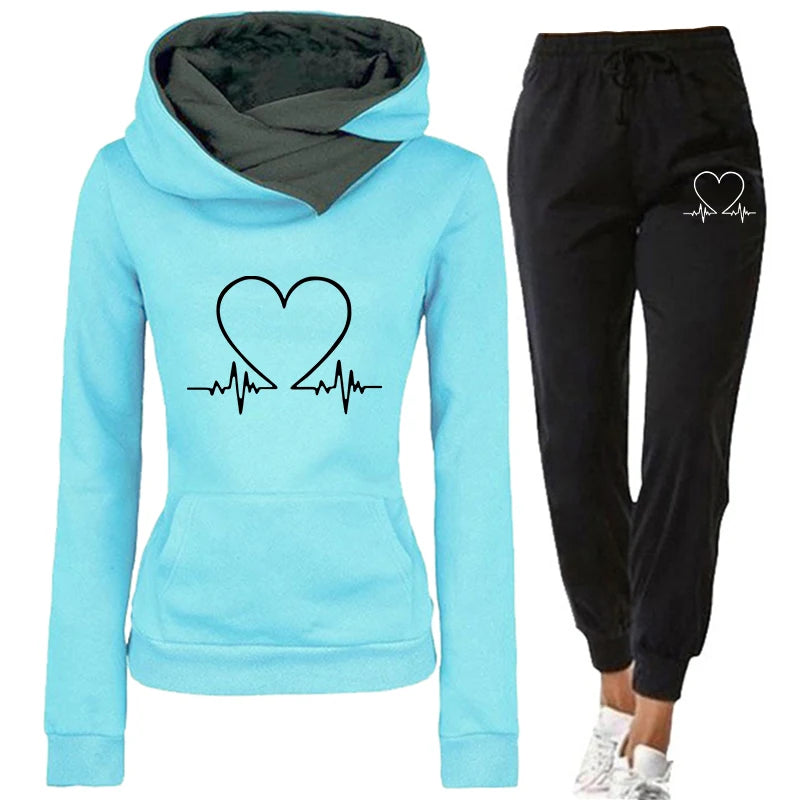 Woman Tracksuit Two Piece Set Winter Warm Hoodies+Pants Pullovers Sweatshirts Female Jogging Woman Clothing Sports Suit Outfits - Matrix-studios.com