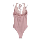 Women's Jumpsuit 2026 Spring New Solid Color Halter Neck Lace Splice Sexy Slim-Fit Romper Personalized Fashion - Matrix Studios