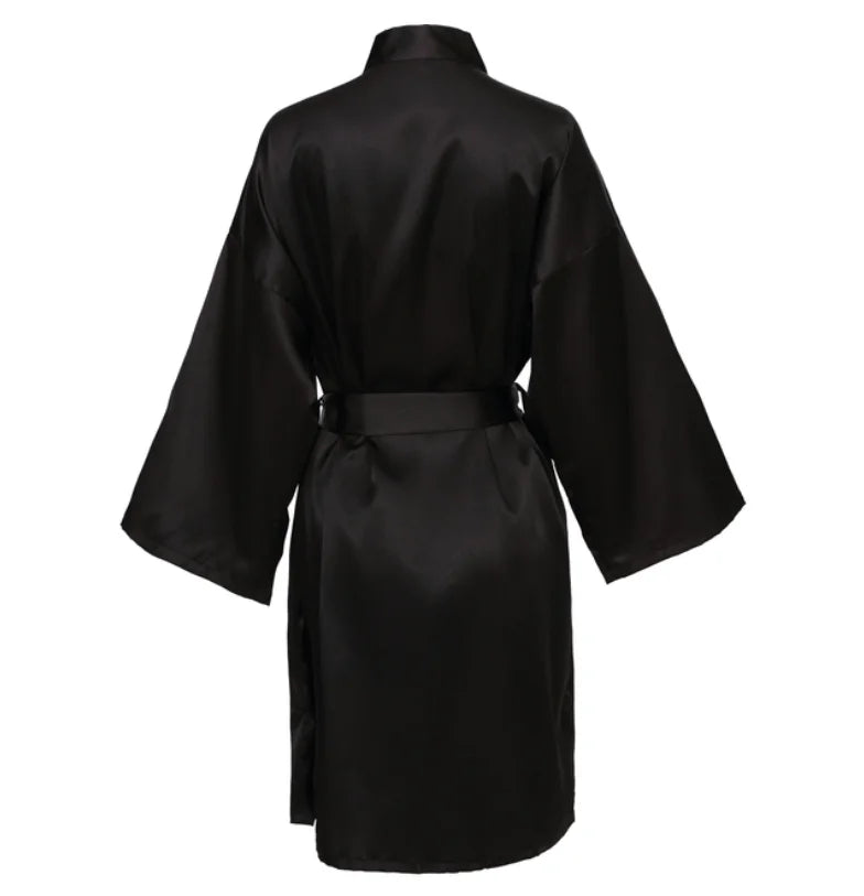 Wedding Party Team Bride Robe With Black Letters Kimono Satin Pajamas Bridesmaid Bathrobe SP2000 - Matrix-studios.com