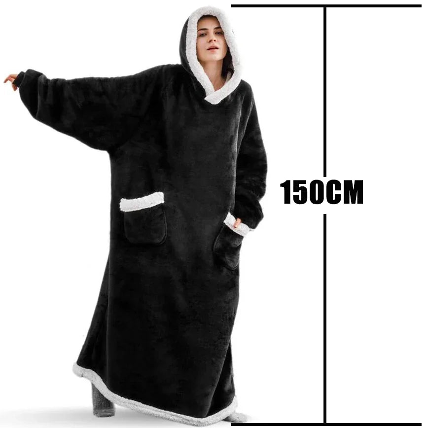 Winter Hoodies Sweatshirt Women Men Pullover Fleece Giant TV Oversized Blanket with Long Flannel Sleeves - Matrix Studios
