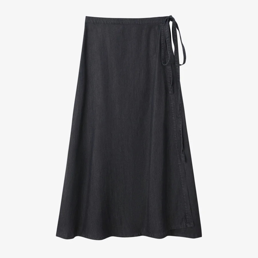 AS AW25 denim one pieces  wrap skirts adjustable waist woman clothing - Matrix-studios.com