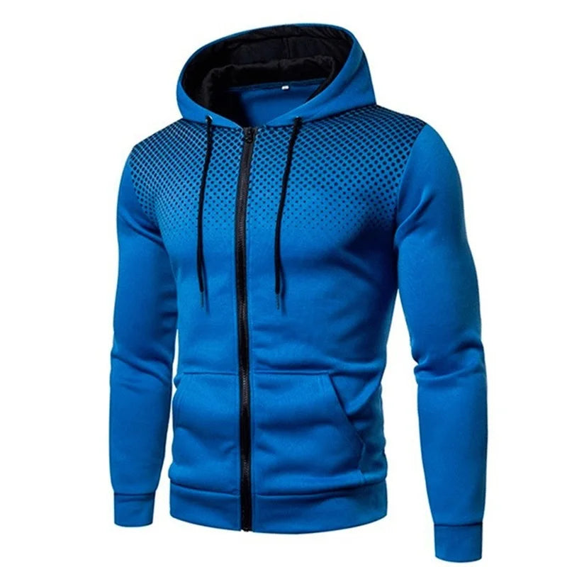Men's Zip Up Hoodie Pocket Polka Pot Print Hooded Sweatshirt Sport Outdoor Casual Slim Fit Men Spring AutumnZipper Hoodie - Matrix Studios