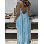 New Arrival Women's Strapless Backless Long Loose Home Dress Comfortable Sleepwear Casual Maxi Dress - Matrix-studios.com