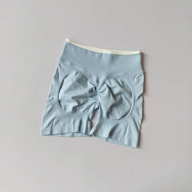 Sexy Seamless Color Blocked Yoga Shorts, Tight Fitting Peach Hip Lifting Sports, Women's Outdoor Running And Fitness Pants - Matrix Studios