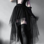 Sexy Net Yarn High-Waisted Irregular Skirt for Women Summer New European and American Gothic Style Versatile Casual Skirts - Matrix-studios.com