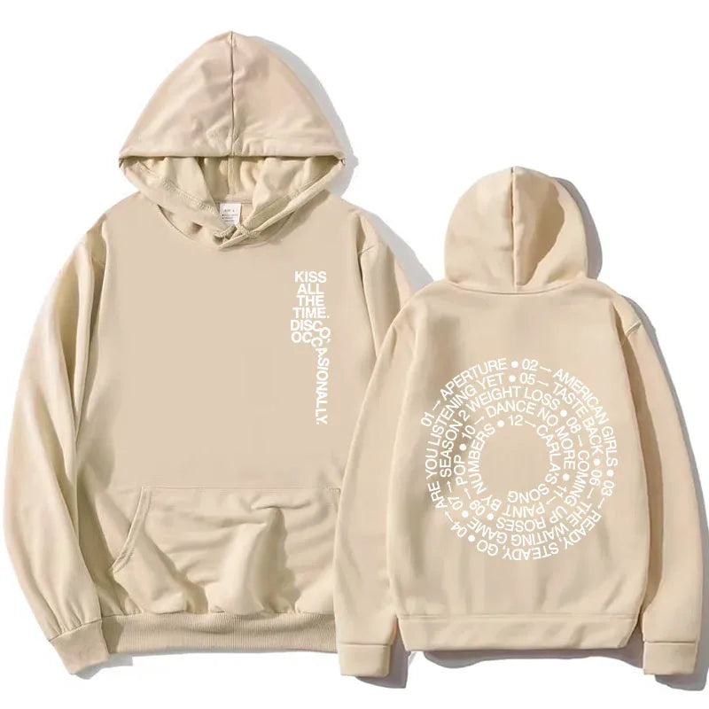 HarryStyles KISS ALL THE TIME. DISCO, OCCASIONALLY.  Hoodies Album Design Graphic Print Sweatshirts Women Clothing Fleece Hoodie - Matrix Studios