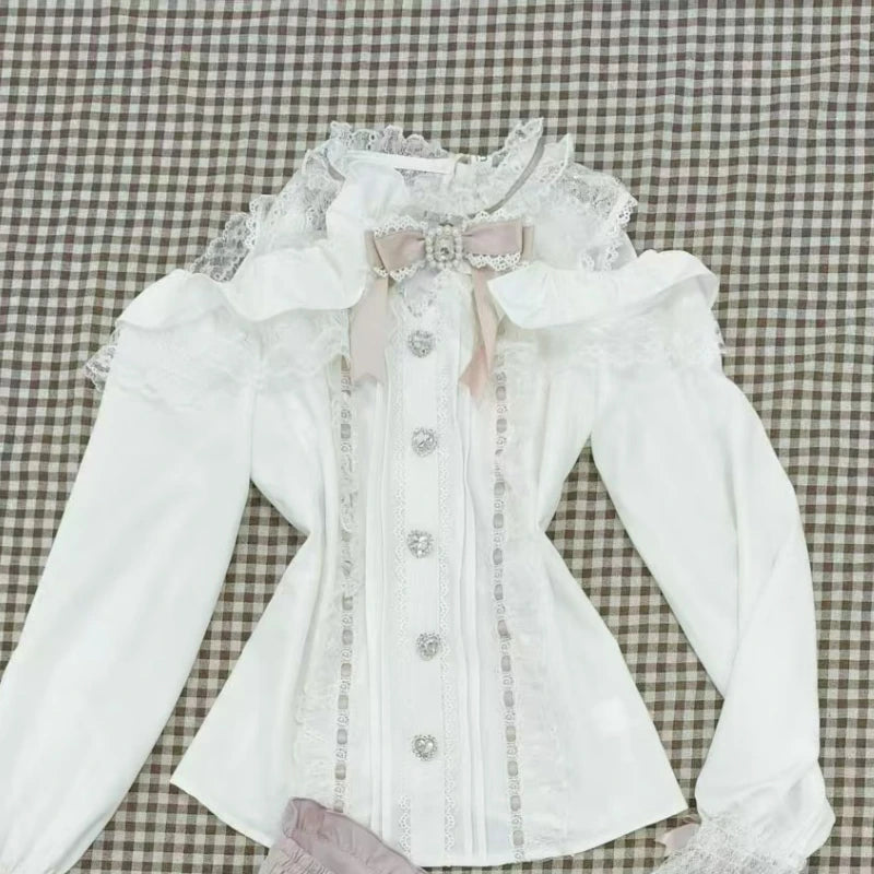2026 Japanese Kawaii Short Skirt Sets Sweet Ruffles Off Shoulder Bow Shirt Gown Faldas Y2k Aesthetic Mini Skirts Lolita Full Set - Matrix-studios.com