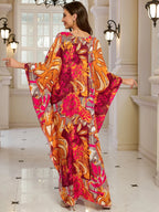 Kaftan Dresses for Women Wave Neck Swimsuit Cover Up Caftan Dress Plus Size Oversized Long Beach Dress - Matrix Studios