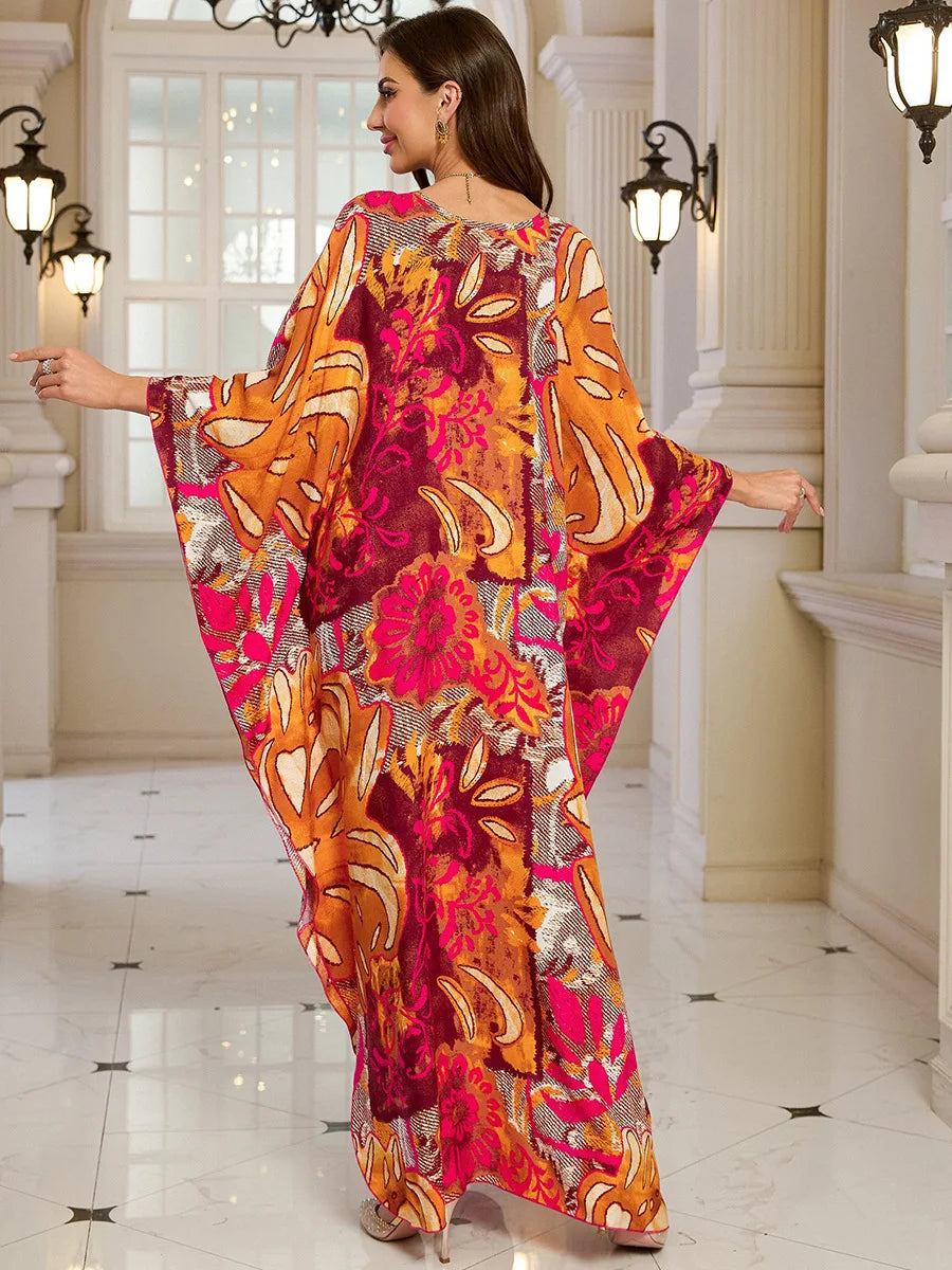 Kaftan Dresses for Women Wave Neck Swimsuit Cover Up Caftan Dress Plus Size Oversized Long Beach Dress - Matrix Studios