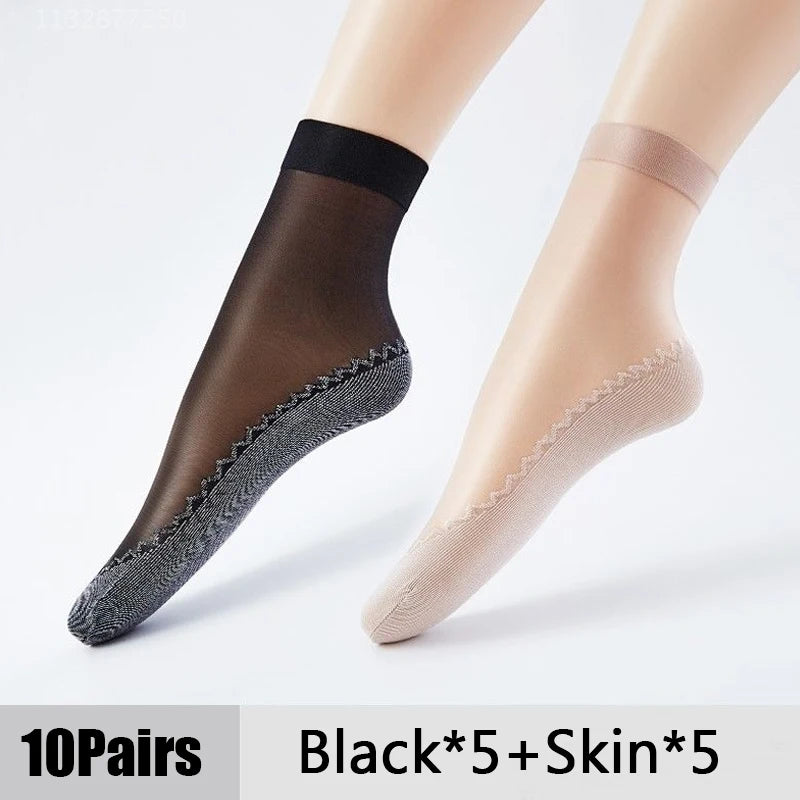 10Pairs Women Sock Soft Breathable High Quality Ultra-Thin Ankle Sock Comfortable Lightweight Transparent Fashionable Casual Sox - Matrix Studios