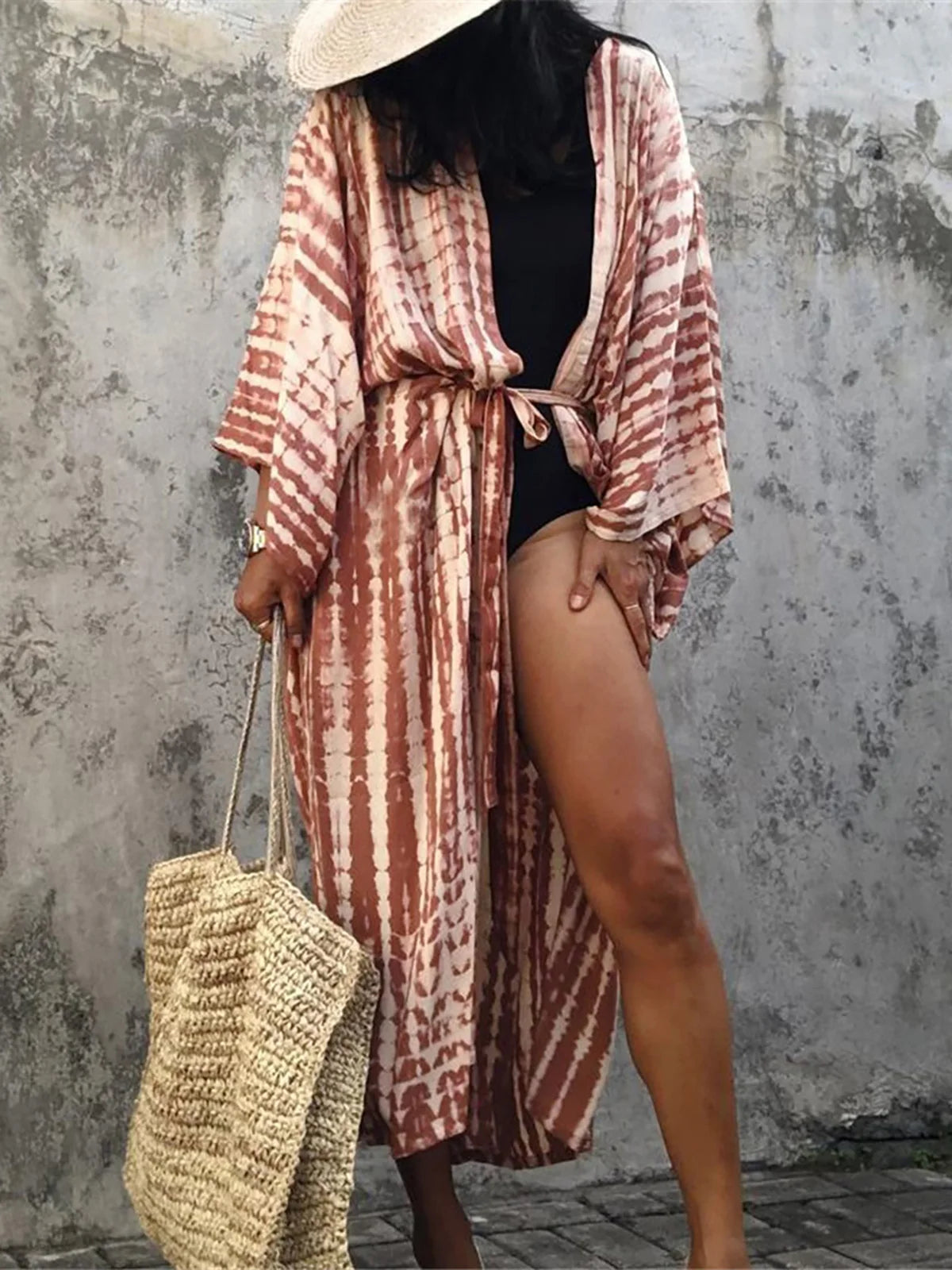 New 10 Colors Printed Long Sleeve With Belt Tunic Beach Cover Up Cover-ups Beach Dress Beach Wear Beachwear Female Women V4521 - Matrix Studios