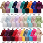 Wedding Party Team Bride Robe With Black Letters Kimono Satin Pajamas Bridesmaid Bathrobe SP2000 - Matrix-studios.com
