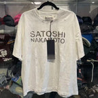 Satoshi Nakamoto T-shirt 26SS Destroyed Washed White Letter Print Vintage Ripped Short-Sleeved T Shirts Men Women Streetwear - Matrix-studios.com
