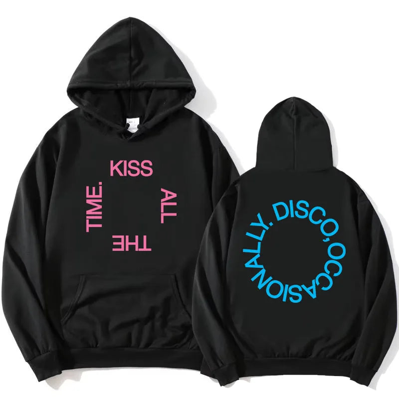 HarryStyles KISS ALL THE TIME. DISCO, OCCASIONALLY.  Hoodies Album Design Graphic Print Sweatshirts Women Clothing Fleece Hoodie - Matrix Studios