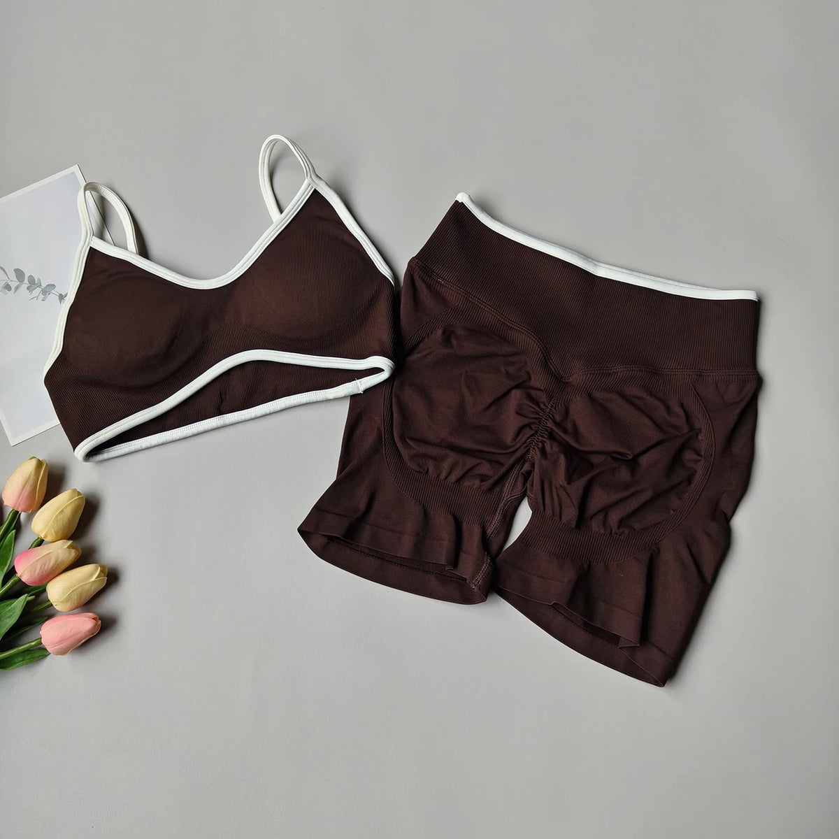 Peach Buttock Yoga Suit Women Gym Seamless Suspender Gathering Bra High Waist Hip Lifting Belly Tightening Shorts Fitness Set - Matrix-studios.com