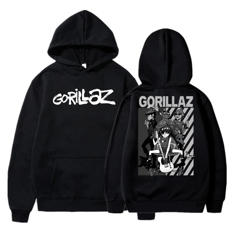The Autumn and Winter Pullovers Long Sleeve Loose Soft Sweatshirt Streetwear Coat Gorillaz Printing Women and Men Hoode - Matrix Studios
