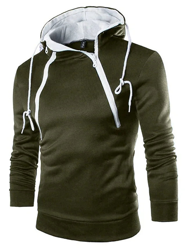 Men's Hoodies Long Sleeve Sweatshirts for Men Zipper Hooded Pullover High Neck Mens Sweatshirt Top Jacket Coat Black Sweater - Matrix Studios