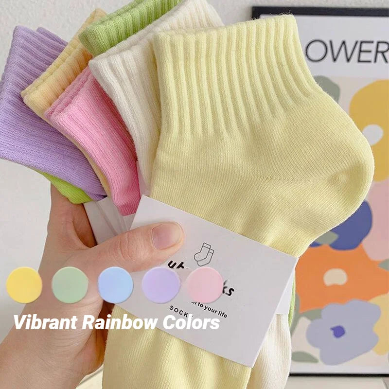 10 Pairs Women Pure Sports Socks Macaron Candy Colored Short Socks Soft Comfortable Breathable Sweat Absorbing Simple Fashion Al - Matrix Studios