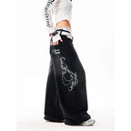 YIBASHU Women Vintage Embroidery Y2K Baggy Jeans Female High Waist 2000s Wide Leg Denim Pants American Retro Harajuku Trouser - Matrix-studios.com