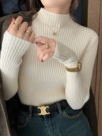 Solid Color Slim Tops Chic Autumn Winter 2026 Pullovers Women Long Sleeve Casual Turtleneck Warm Basic Sweater Knit Jumpers - Matrix-studios.com