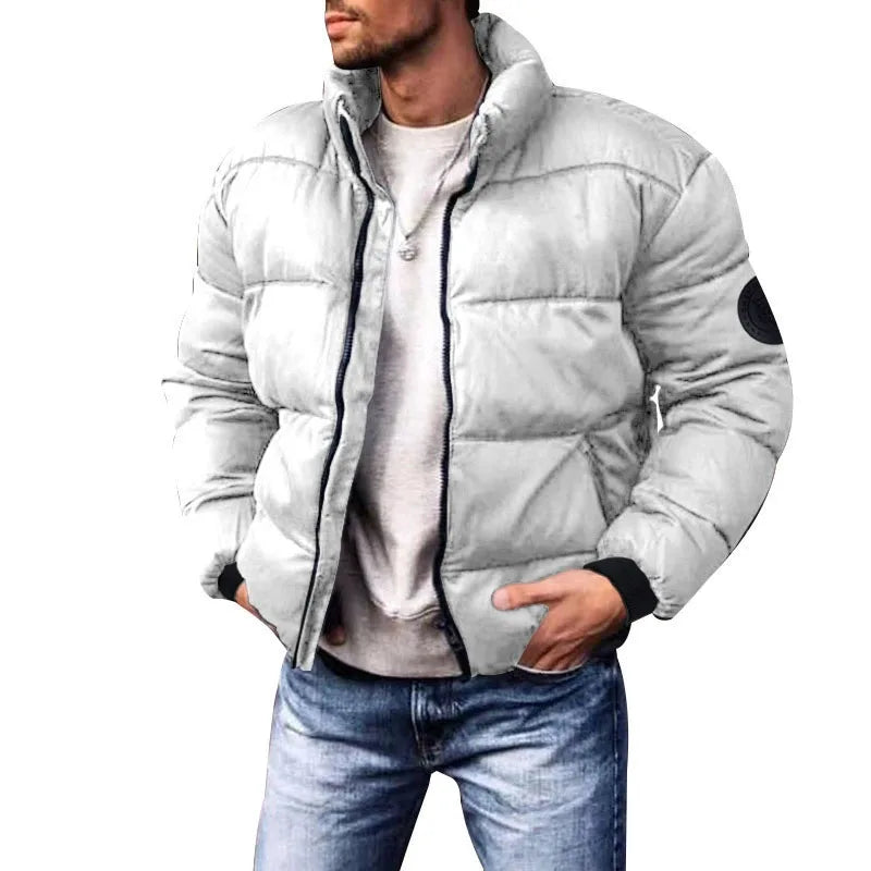 2025 Winter New Men's Down Cotton Jacket Daily Casual Windproof Warm Parkas Outwear Short Stand Collar Warm Cotton Clothing - Matrix Studios