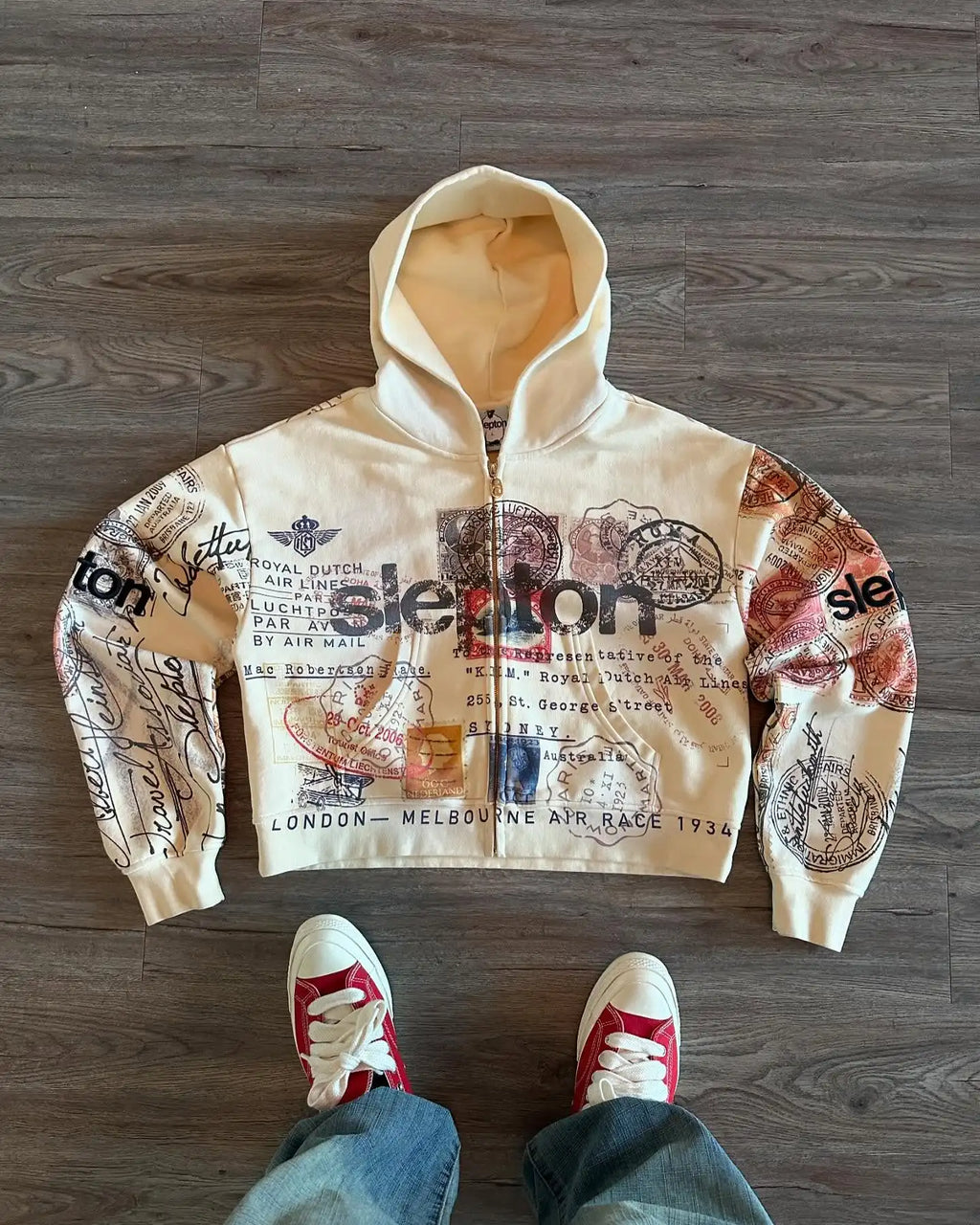 Passport Print Hoodie for Women Fashion Hip Hop Zip Up Hoodies Long Sleeve Harajuku Y2K Clothes Female Sweatshirt Street Jacket