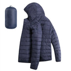 Men Hiking Down Cotton Jacket Hooded Lightweight Parkas Zip Pocket Fashion Outerwear Casual Padded Jacket and Coat Men Winter - Matrix Studios