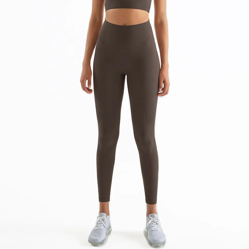 SOISOU Nylon Yoga Pants Gym Leggings Women Girl Fitness Soft Tights High Waist Elastic Breathable No T Line Sports Pants - Matrix-studios.com