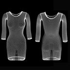 1PC Women Sexy Fishnet Beach Cover Up Long Sleeves Hollow Out Bodycon Dress See Through Summer Swimwear - Matrix Studios