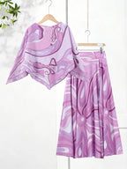 Loose Printed Shirt Skirt Suits Women Beach Irregular Full Sleeve Top Female Sets 2026 Fashion Summer Long Skirt Ladies Outfits - Matrix-studios.com