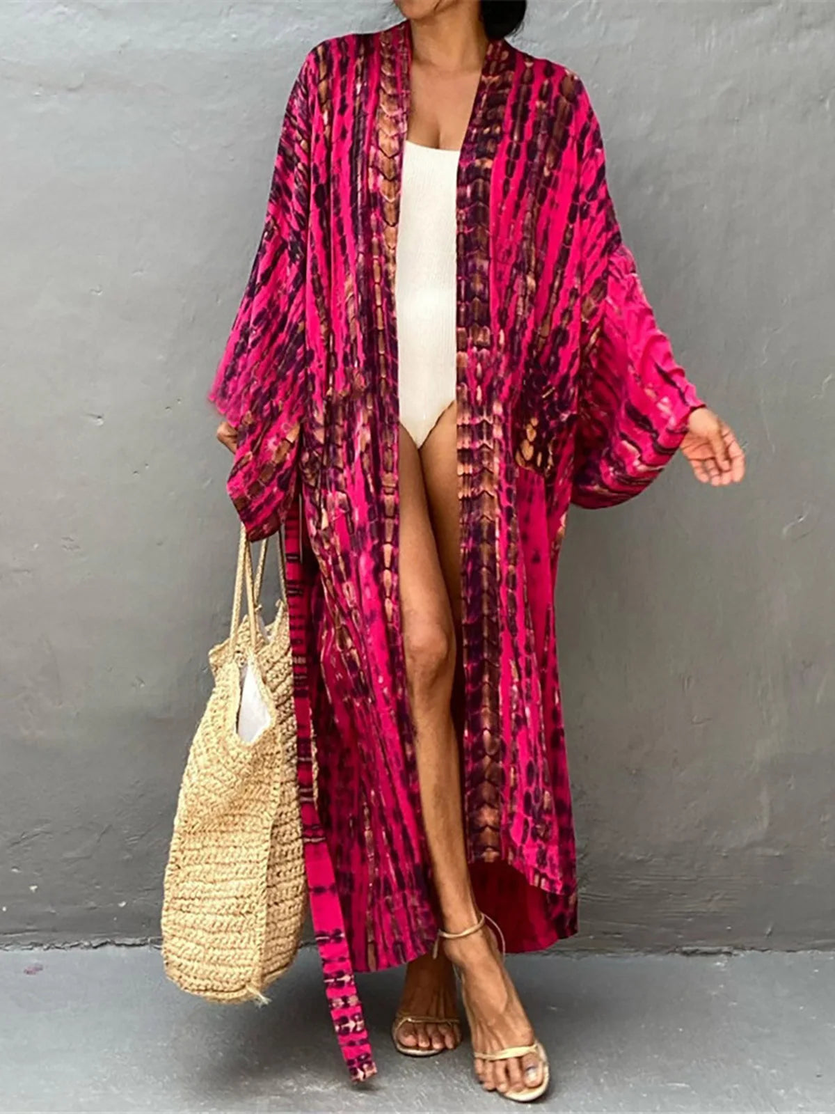 New 10 Colors Printed Long Sleeve With Belt Tunic Beach Cover Up Cover-ups Beach Dress Beach Wear Beachwear Female Women V4521 - Matrix Studios