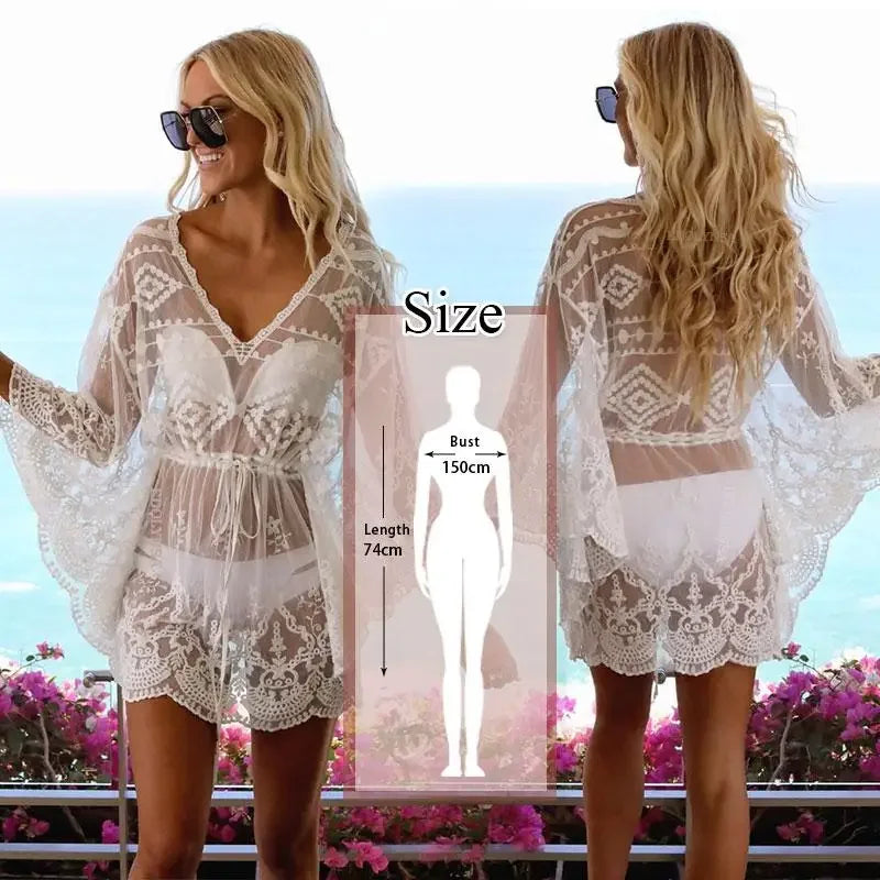 2023 Lace Beach Pareo Beachwear Swim Suit Cover Up Playa Pareo Tunics for Beach Tunic Swimwear Women - Matrix Studios