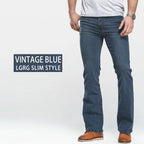 LGRG Mens Boot Cut Jeans Slightly Flared Slim Fit Blue Black Trousers Designer Classic Male Stretch Denim Pants - Matrix Studios